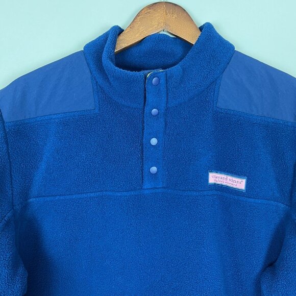 Vineyard Vines Fleece 1/4 Snap Pullover Mens Large Blue Harbor Shep Shirt Jacket - Picture 3 of 16